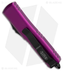 Microtech UTX-85 S/E OTF Automatic Knife Violet (3.125" Black Serr) -Microtech Microtech UTX 85 SE OTF Automatic Knife Violet 3in Black Serr BHQ 181946 td side