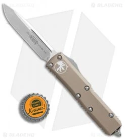 Microtech UTX-85 S/E OTF Automatic Knife Tan (3.125" Satin) 231-4TA -Microtech Microtech UTX 85 SE Tan satin BHQ 75682 er bottlecap