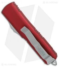 Microtech UTX-85 S/E OTF Automatic Knife Red (3.125" Stonewash) 231-10RD -Microtech Microtech UTX 85 SE red sw 231 10RD BHQ 69037 er side