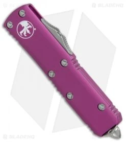 Microtech UTX-85 S/E OTF Automatic Knife Violet (3.125" Apocalyptic) 231-10APVI -Microtech Microtech UTX 85 SE violet apocalyptic BHQ 74305 er spine 2