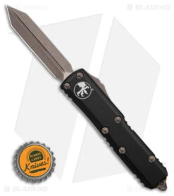 Microtech UTX-85 Spartan OTF Automatic Knife Black (3.1" Bronze Apocalyptic) -Microtech Microtech UTX 85 Spartan OTF AK Black 3in Bronze Apocalyptic BHQ 175684 td size