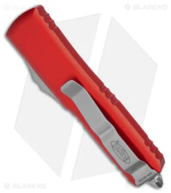 Microtech UTX-85 Spartan OTF Automatic Knife Red (3.1" Stonewash) -Microtech Microtech UTX 85 Spartan OTF AK Red 3in SW BHQ 174869 td side