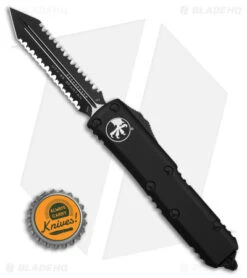 Microtech UTX-85 Spartan Tactical OTF Automatic Knife (3.1" Black Double FS) -Microtech Microtech UTX 85 Spartan Tactical OTF AK 3in Black Double FS BHQ 179140 td size