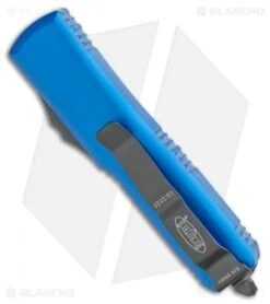 Microtech UTX-85 T/E OTF Automatic Knife Blue (3.125" Black Serr) 233-2 BL -Microtech Microtech UTX 85 TE Black Partial Serration Blue 233 2BL BHQ 111313 jr side