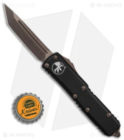 Microtech UTX-85 T/E OTF Automatic Knife Black (3.1" Bronze Apocalyptic Tanto) -Microtech Microtech UTX 85 TE OTF AK Black 3in Bronze Apocalyptic Tanto BHQ 146578 td size