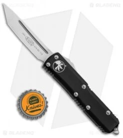 Microtech UTX-85 T/E Tanto OTF Automatic Knife Black Aluminum (3.1" Satin) 233-4 -Microtech Microtech UTX 85 TE OTF Auto Black Satin 233 4 BHQ 83519 jr bottlecap 1