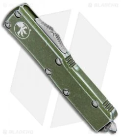 Microtech UTX-85 T/E OTF Automatic Knife Distressed OD Green (3.125" Stonewash) -Microtech Microtech UTX 85 TE OTF Auto Distressed OD Green SW 233 10DOD BHQ 101298 jr spine