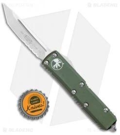 Microtech UTX-85 T/E OTF Automatic Knife OD Green (3.125" Satin Serr) 233-5OD -Microtech Microtech UTX 85 TE OTF Auto OD Green Satin Serr 233 5OD BHQ 98524 jr bottlecap 1