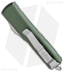 Microtech UTX-85 T/E OTF Automatic Knife OD Green (3.125" Satin Serr) 233-5OD -Microtech Microtech UTX 85 TE OTF Auto OD Green Satin Serr 233 5OD BHQ 98524 jr side