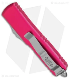Microtech UTX-85 T/E OTF Automatic Knife Pink (3.1" Stonewash) 233-10 PK -Microtech Microtech UTX 85 TE OTF Automatic Knife Pink 3in SW BHQ 146604 td side