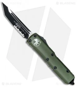 Microtech Makora II OTF Knife D/A Auto (4.45" Stonewash Serr) 106-11 -Microtech Microtech UTX 85 TE OTF OD Green Black Serr 233 2OD BHQ 82309 jr 1