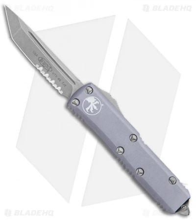 Microtech UTX-85 T/E OTF Automatic Knife GY (3.125" Stonewash Serr) 233-11GY 3 Microtech UTX-85 T/E OTF Automatic Knife GY (3.125" Stonewash Serr) 233-11GY