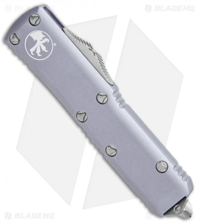 Microtech UTX-85 T/E OTF Automatic Knife GY (3.125" Stonewash Serr) 233-11GY 4 Microtech UTX-85 T/E OTF Automatic Knife GY (3.125" Stonewash Serr) 233-11GY - Image 2