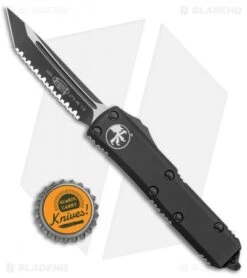 Microtech UTX-85 T/E OTF Automatic Knife Tactical (3.125" Black Full Serr) -Microtech Microtech UTX 85 TE Tactical Full Serr 233 3T BHQ 135909 jr bottlecap