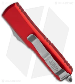 Microtech UTX-85 T/E OTF Automatic Knife Red Aluminum (3.15" Satin) 233-4 RD 8 Microtech UTX-85 T/E OTF Automatic Knife Red Aluminum (3.15" Satin) 233-4 RD -Microtech Microtech UTX 85 TE Tanto OTF AK Red Aluminum 3in Satin BHQ 173971 td side