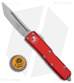 Microtech UTX-85 T/E OTF Automatic Knife Red Aluminum (3.15" Satin) 233-4 RD 9 Microtech UTX-85 T/E OTF Automatic Knife Red Aluminum (3.15" Satin) 233-4 RD -Microtech Microtech UTX 85 TE Tanto OTF AK Red Aluminum 3in Satin BHQ 173971 td size