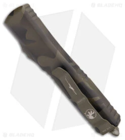 Microtech Ultratech Bayonet OTF Automatic Knife Olive Camo (3.4" Camo Serr) -Microtech Microtech Ultratech Bayo OTF Auto Olive Camo Camo Serr BHQ 176479 jr side