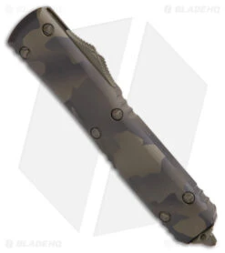 Microtech Ultratech Bayonet OTF Automatic Knife Olive Camo (3.4" Camo Serr) -Microtech Microtech Ultratech Bayo OTF Auto Olive Camo Camo Serr BHQ 176479 jr spine