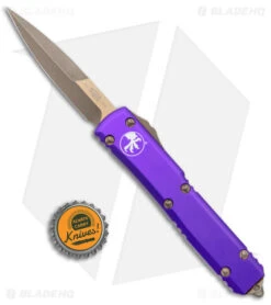 Microtech Ultratech Bayonet OTF Knife Purple Al (3.4" Bronze Apocalyptic) -Microtech Microtech Ultratech Bayo OTF Auto Purple Bronze Apocalyptic BHQ 175645 jr bottlecap