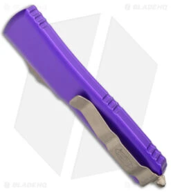 Microtech Ultratech Bayonet OTF Knife Purple Al (3.4" Bronze Apocalyptic) -Microtech Microtech Ultratech Bayo OTF Auto Purple Bronze Apocalyptic BHQ 175645 jr side