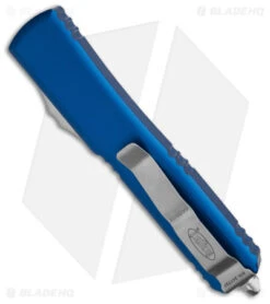 Microtech Ultratech Bayonet OTF Automatic Knife Blue CC (3.4" SW) 120-10BL -Microtech Microtech Ultratech Bayonet OTF Automatic Knife Blue 3in SW BHQ 25464 td side