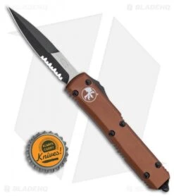 Microtech Ultratech Bayonet OTF Automatic Knife Tan (3.4" Black Serr) 120-2TA -Microtech Microtech Ultratech Bayonet OTF Automatic Knife Tan CC 3.4in Black Serr 120 2TA BHQ 30628 LS Bottlecap