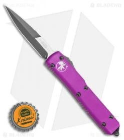 Microtech Ultratech Bayonet OTF Automatic Knife Violet CC (3.4" Black) 120-1VI -Microtech Microtech Ultratech Bayonet OTF Automatic Knife Violet CC 3.4 Black 120 1VI BHQ 93049 LS Bottlecap