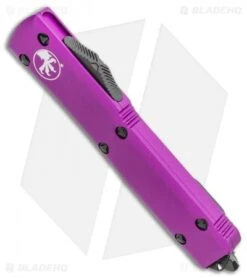 Microtech Ultratech Bayonet OTF Automatic Knife Violet CC (3.4" Black) 120-1VI -Microtech Microtech Ultratech Bayonet OTF Automatic Knife Violet CC 3.4 Black 120 1VI BHQ 93049 LS Spine