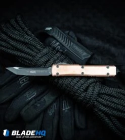 Microtech Copper Top Ultratech T/E OTF Automatic Knife (3.4" Black) -Microtech Microtech Ultratech D E OTF Automatic Knife Copper Top Black BHQ91667 kp tactical web