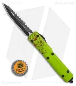 Microtech Ultratech D/E OTF Knife Zombie Tech (3.4" Black Serr) -Microtech Microtech Ultratech D E OTF Knife Zombie Tech CC 3.4 Black Serr 122 3Z BHQ 13381 LS Bottlecap 2