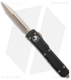 Microtech Ultratech OTF Automatic Knife Black (3.4" Bronze Plain/Full Serr)
