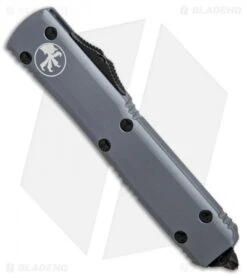 Microtech Ultratech D/E OTF Automatic Knife CC Gray (3.4" Black Full Serr) -Microtech Microtech Ultratech DE CC gray black full serr BHQ 52596 er spine