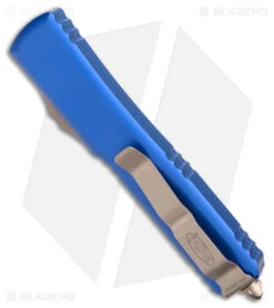 Microtech Ultratech D/E OTF Automatic Knife Blue (3.4" Bronze) -Microtech Microtech Ultratech DE OTF Auto Blue Bronze SW BHQ 176907 jr side