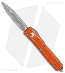 Microtech Ultratech D/E OTF Auto Knife Distressed Orange (3.4" BB/SW Full Serr)