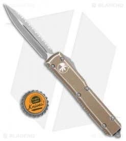 Microtech Ultratech D/E OTF Automatic Distressed (3.4" SW Full Serr) 122-12DTA -Microtech Microtech Ultratech DE OTF Auto Distressed Tan SW Full Serr 122 12DTA BHQ 108518 jr bottlecap