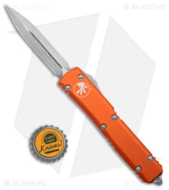 Microtech Ultratech Dagger D/E OTF Automatic Knife Orange (3.4" Stonewash) -Microtech Microtech Ultratech DE OTF Auto Orange SW BHQ 51912 jr bottlecap