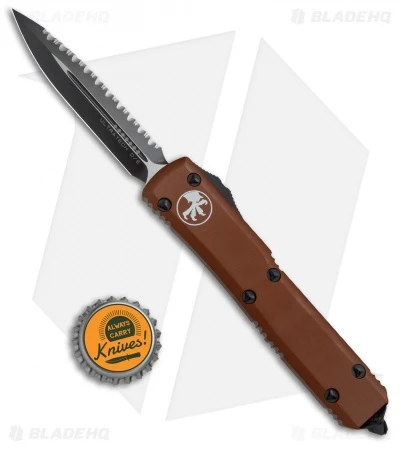 Microtech Ultratech D/E OTF Automatic Knife Tan CC (3.4" Black Full Serr) 6 Microtech Ultratech D/E OTF Automatic Knife Tan CC (3.4" Black Full Serr) - Image 4