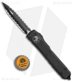 Microtech Ultratech D/E OTF Automatic Knife Tactical (3.4" Black Serr) 122-D3 T -Microtech Microtech Ultratech DE OTF Auto Tactical Black Serr 122 D3T BHQ 113054 jr bottlecap 1