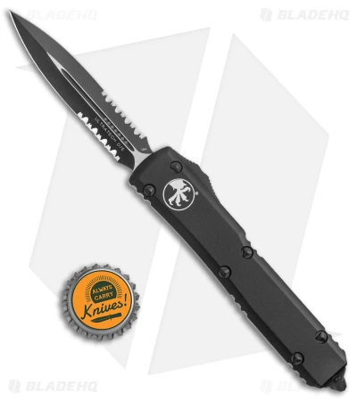 Microtech Ultratech Dagger OTF Knife Tactical Black D/E (3.4" Black Serr) 122-2T 6 Microtech Ultratech Dagger OTF Knife Tactical Black D/E (3.4" Black Serr) 122-2T - Image 4