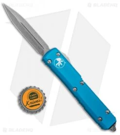 Microtech Ultratech D/E OTF Automatic Knife Turquoise CC (3.4" Apocalyptic) -Microtech Microtech Ultratech DE OTF Auto Turquoise CC Apocalyptic 122 10APTQ BHQ 95159 jr bottlecap