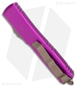 Microtech Ultratech D/E OTF Automatic Knife Violet (3.4" Bronze Apocalyptic) -Microtech Microtech Ultratech DE OTF Auto Violet Bronze Apocalyptic BHQ 176904 jr side