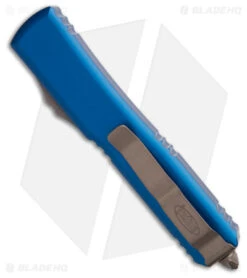 Microtech Ultratech D/E OTF Automatic Knife Blue (3.4" Bronze Apocalyptic) -Microtech Microtech Ultratech DE OTF Automatic Knife Blue 3.4in Bronze Apocalyptic BHQ 181716 hd side