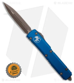 Microtech Ultratech D/E OTF Automatic Knife Blue (3.4" Bronze Apocalyptic) -Microtech Microtech Ultratech DE OTF Automatic Knife Blue 3.4in Bronze Apocalyptic BHQ 181716 hd size