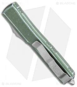 Microtech Ultratech D/E OTF Automatic Knife Distressed OD Green (3.4" Stonewash) -Microtech Microtech Ultratech DE SW Standard Distressed OD Green 122 10DOD BHQ 111438 jr side