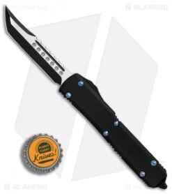 Microtech Ultratech Hellhound Tanto OTF Automatic Knife Black G-10 W/ Blue HW -Microtech Microtech Ultratech Hellhound Tanto Black G10 Blue HW BHQ 89364 er bottlecap