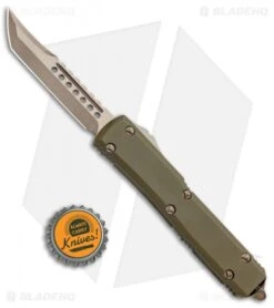 Microtech Ultratech Hellhound Tanto OTF Knife OD Green G-10 (3.4" Bronze SW) -Microtech Microtech Ultratech Hellhound Tanto OTF Auto OD Green G 10 Bronze SW 119 13GTOD BHQ 88781 jr bottlecap
