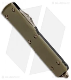 Microtech Ultratech Hellhound Tanto OTF Knife OD Green G-10 (3.4" Bronze SW) -Microtech Microtech Ultratech Hellhound Tanto OTF Auto OD Green G 10 Bronze SW 119 13GTOD BHQ 88781 jr spine