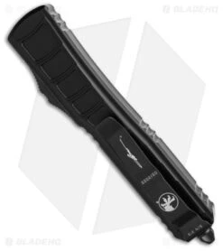 Microtech Ultratech II OTF Knife Tanto Step Side Black Aluminum (3.4" Black) -Microtech Microtech Ultratech II OTF Knife Tanto Step Side Black Aluminum 3in Black BHQ 142702 td side