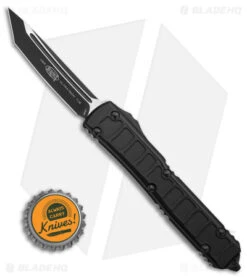 Microtech Ultratech II OTF Knife Tanto Step Side Black Aluminum (3.4" Black) -Microtech Microtech Ultratech II OTF Knife Tanto Step Side Black Aluminum 3in Black BHQ 142702 td size