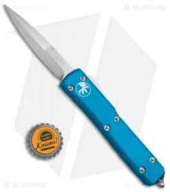 Microtech Ultratech Bayonet OTF Automatic Knife Turquoise CC (3.4" Satin) -Microtech Microtech Ultratech OTF Bayo Turquoise 120 4TQ BHQ 67979 jr bottlecap